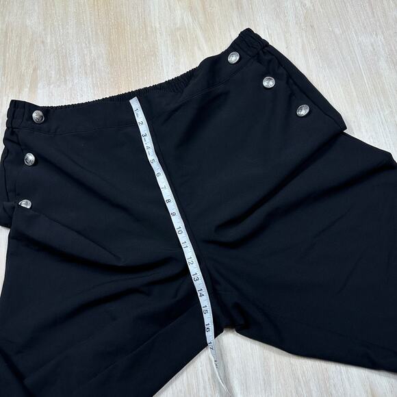 Eloquii Black Straight Leg Nautical Silver Button Detail Work Pull On Pants 20 - Picture 6 of 14